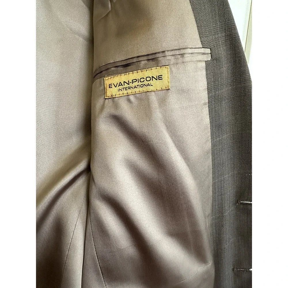 EVAN PICONE International  Men's Brown Windowpane Wool Blazer‎ 40L